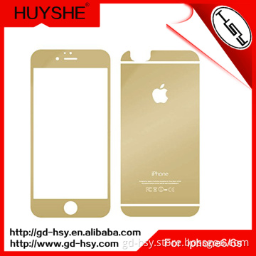 HUYSHE Mobile Phone Use color tempered glass screen protector front and back for iphone 6